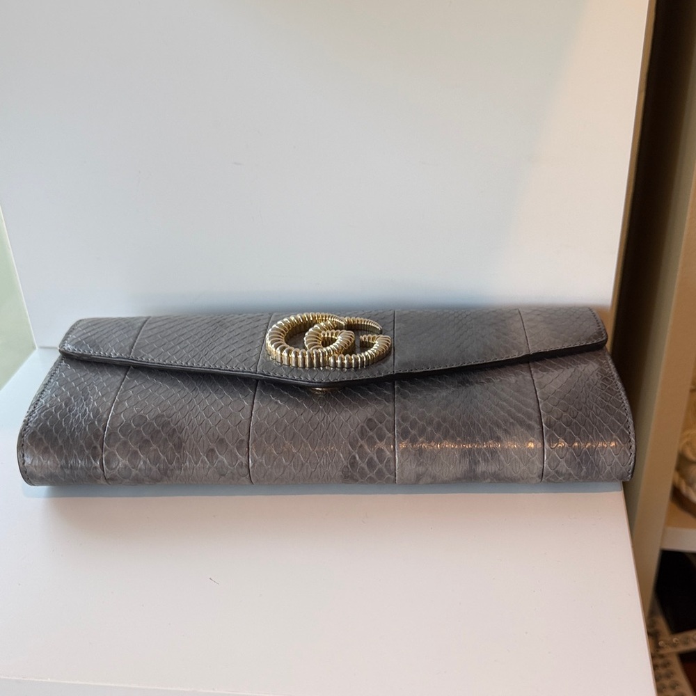 Gucci python GG Grey Clutch - Picture 3 of 8